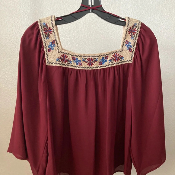 Flying Tomato Red Boho Chic Loose Fit Red Short Sleeves Small Top - Picture 6 of 7